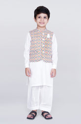 Infant Boys Printed Waist Coat 3 Piece -SIS712125